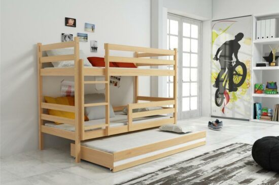 Dětské patrové postele - Falco Patrová postel s přistýlkou Norbert borovice