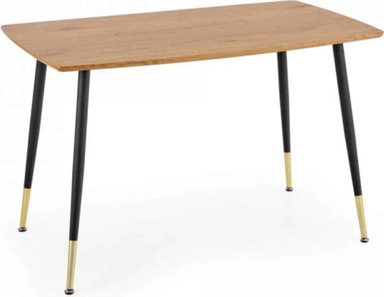 Jídelní stoly - Halmar Jídelní stůl TRIPOLIS - dub zlatý/černá se zlatými detaily