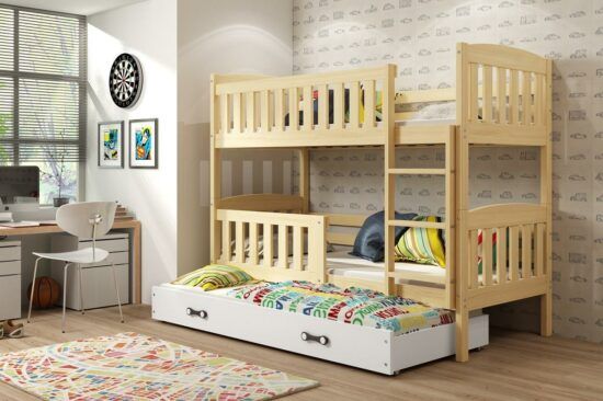 Dětské patrové postele - Falco Patrová postel s přistýlkou Kuba borovice