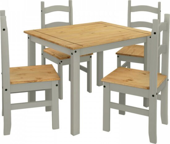 Jídelní sety 4+1 - Idea Stůl 100 × 80 + 4 židle CORONA 3 vosk/šedá