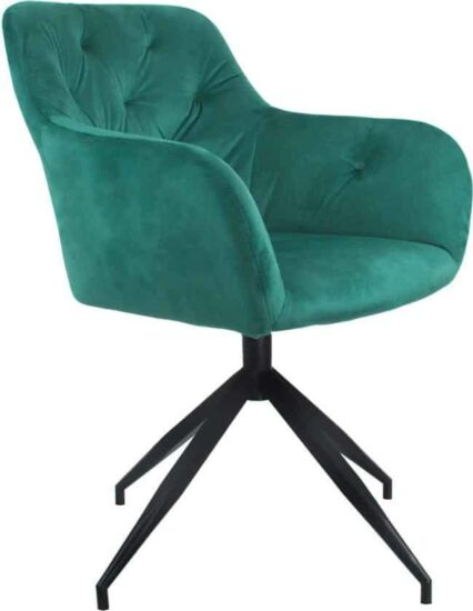 Jídelní židle - Tempo Kondela Otočná židle VELEZA NEW - zelená Velvet látka/černá + kupón KONDELA10 na okamžitou slevu 3% (kupón uplatníte v košíku)