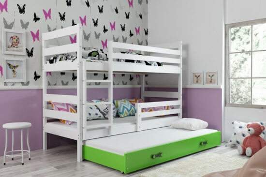 Dětské patrové postele - Falco Patrová postel s přistýlkou Norbert bílá/zelená