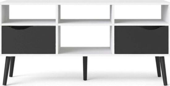Televizní stolky - Falco TV stolek Retro 391 bílá/černá