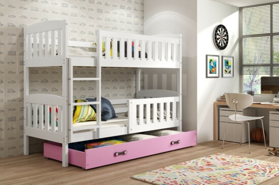 Dětské patrové postele - Falco Patrová postel Kuba bílá/růžová