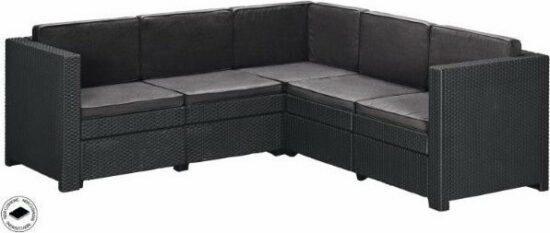 Lavice - Rojaplast Rohové sofa PROVENCE - antracit + šedé podušky