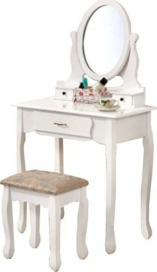 Toaletní stolky - Tempo Kondela Toaletní stolek s taburetem LINET New - bílá / stříbrná + kupón KONDELA10 na okamžitou slevu 3% (kupón uplatníte v košíku)