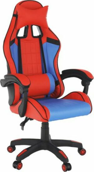 Kancelářské židle - Tempo Kondela Herní křeslo SPIDEX - modrá/červená + kupón KONDELA10 na okamžitou slevu 3% (kupón uplatníte v košíku)