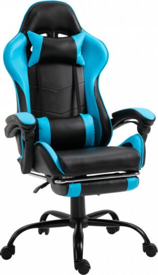 Kancelářské židle - Tempo Kondela Herní křeslo s podnoží TARUN - modrá + kupón KONDELA10 na okamžitou slevu 3% (kupón uplatníte v košíku)