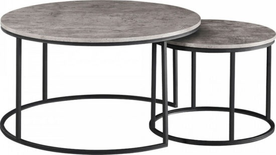 Konferenční stolky - Tempo Kondela Set dvou konferenčních stolků IKLIN - beton/černá + kupón KONDELA10 na okamžitou slevu 3% (kupón uplatníte v košíku)