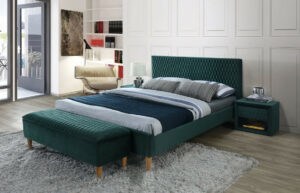 Dvoulůžkové - Casarredo Čalouněná postel AZURRO VELVET 160x200 zelená/dub