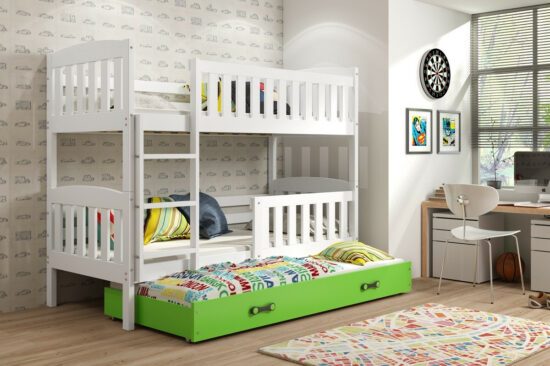 Dětské patrové postele - Falco Patrová postel s přistýlkou Kuba bílá/zelená