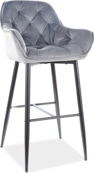 Barové židle - Casarredo Barová čalouněná židle BERI velvet šedá/černá