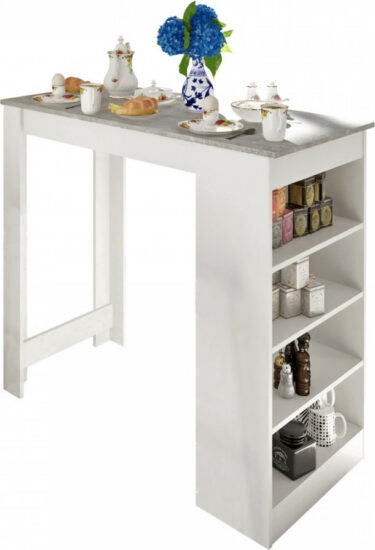 Barové stoly a stolky - Tempo Kondela Barový stůl Austen - bílá / beton + kupón KONDELA10 na okamžitou slevu 3% (kupón uplatníte v košíku)