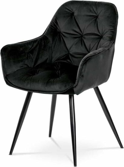 Polokřesla (židle s područkami) - Autronic Jídelní židle DCH-421 BK4 – černá sametová