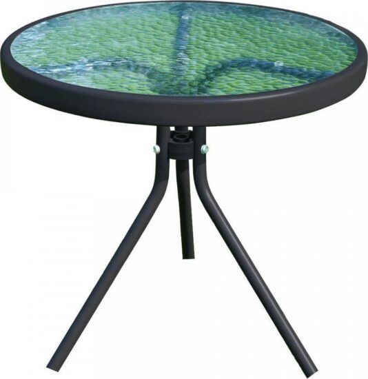Stoly a stolky - Tempo Kondela Zahradní konferenční stolek HABIR - ocel / tvrzené sklo + kupón KONDELA10 na okamžitou slevu 3% (kupón uplatníte v košíku)