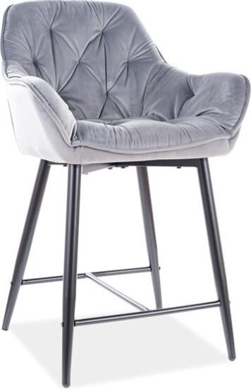 Barové židle - Casarredo Barová čalouněná židle CHEERS velvet šedá/černá