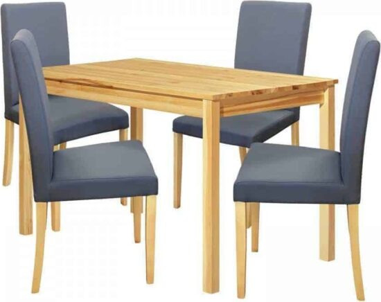 Jídelní sety 4+1 - Idea Jídelní stůl 8848 lak + 4 židle PRIMA 3038 šedá/světlé nohy