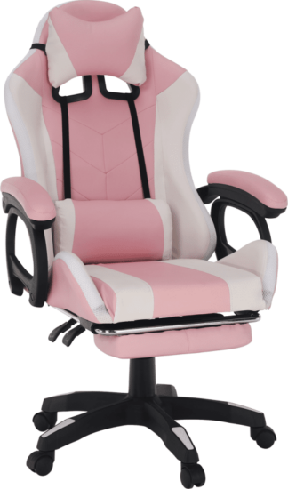 Herní židle - Tempo Kondela Kancelářské / herní křeslo JOVELA s RGB LED podsvícením - růžová / bílá + kupón KONDELA10 na okamžitou slevu 3% (kupón uplatníte v košíku)